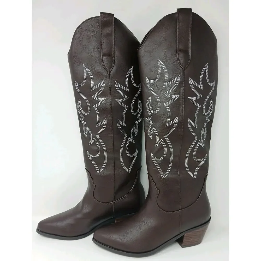 Billini Urson Dark Brown Western Cowboy Boots Women Size US 7 New With Box B992